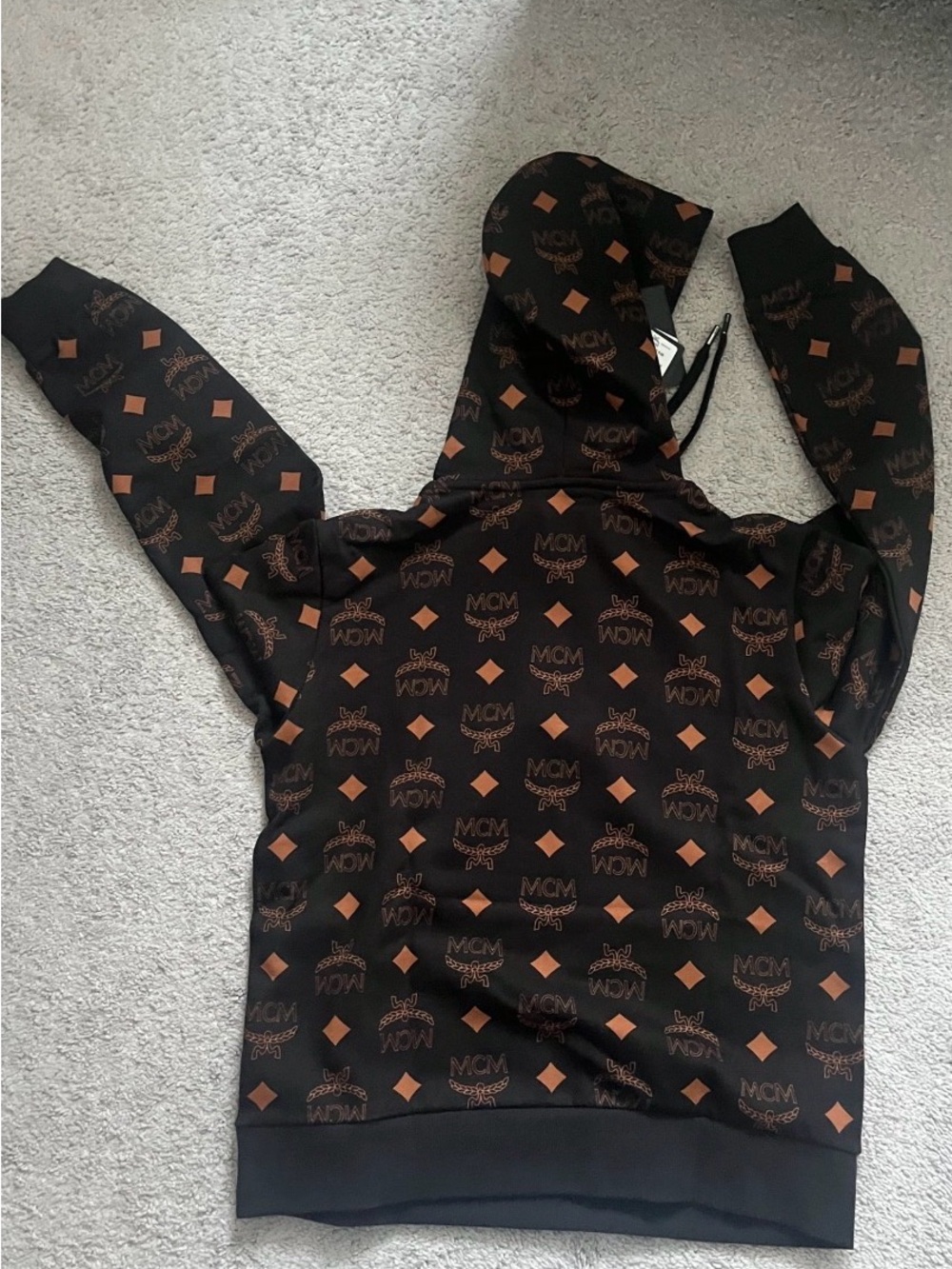 MCM men’s  Black & Brown Logo Hoodie Jacket - Picture 5 of 7
